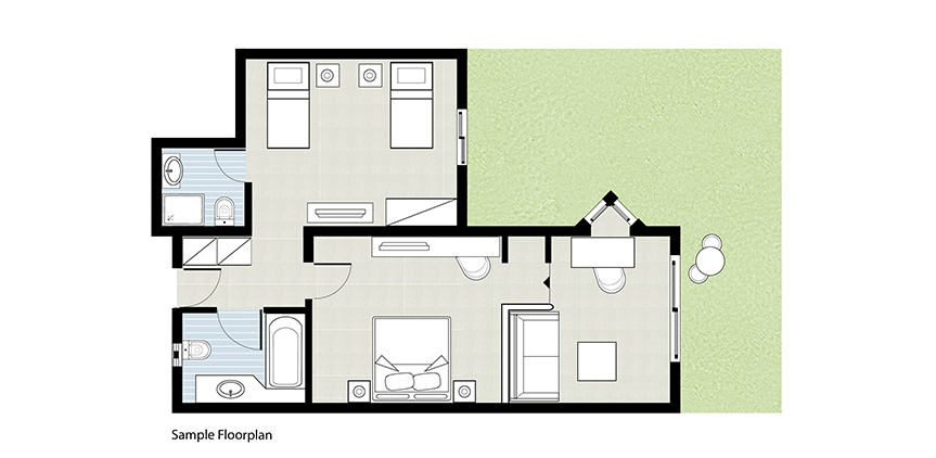 creta-palace-Deluxe-Family-Bungalow-ground-floor-floorplan-accommodation